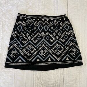 Lush Black Geometric Patterned Mini Skirt